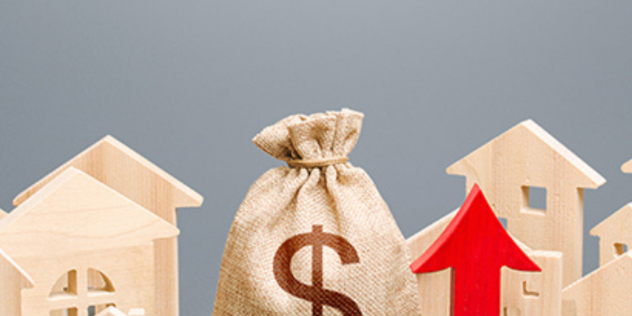 Money bag, rising home prices.