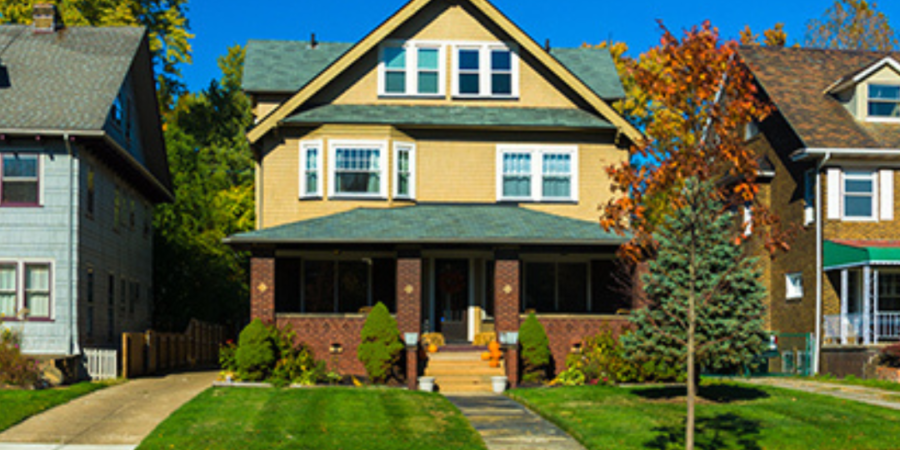 Suburban homes on a sunny day.