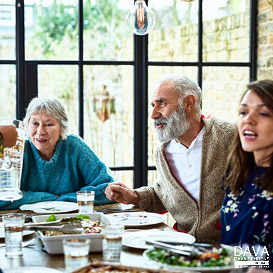 Family enjoying a meal together at home.