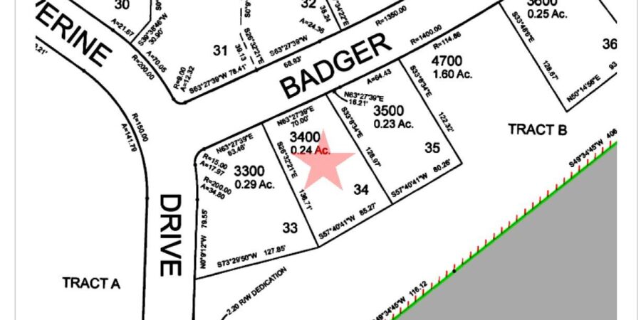 Survey map of Brooklane Drive lots.