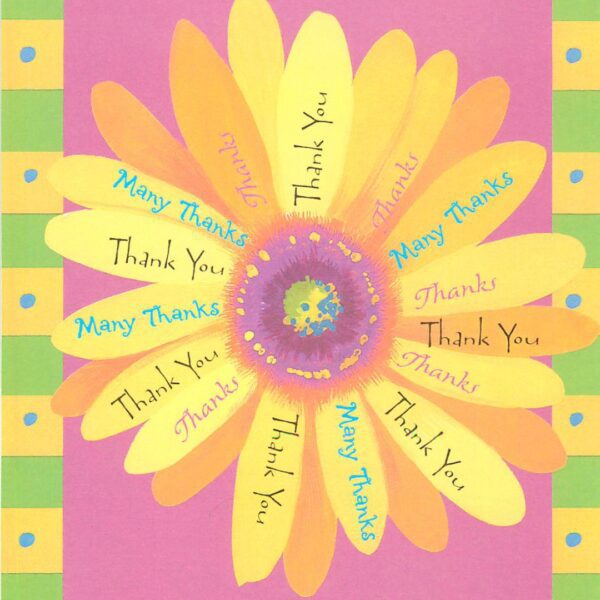 Colorful flower with thank you messages.