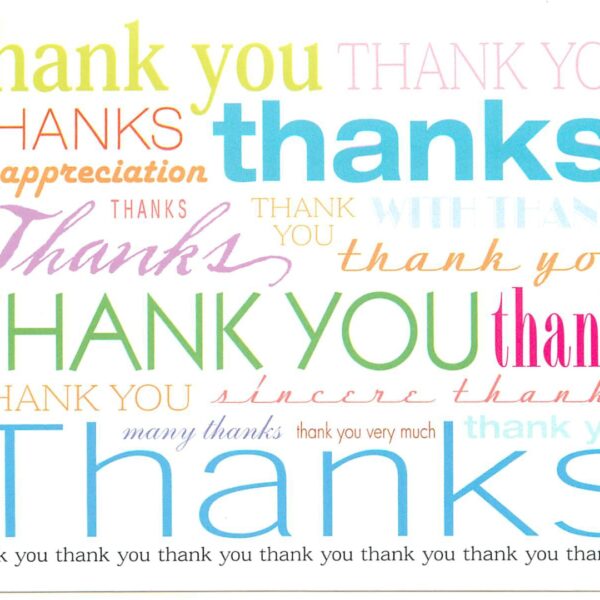 Colorful text expressing gratitude and appreciation.