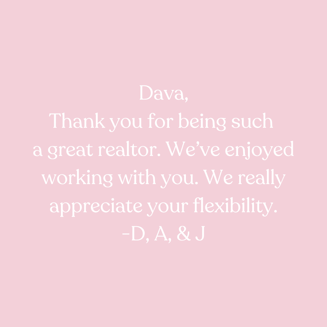 Thank you note to realtor Dava.