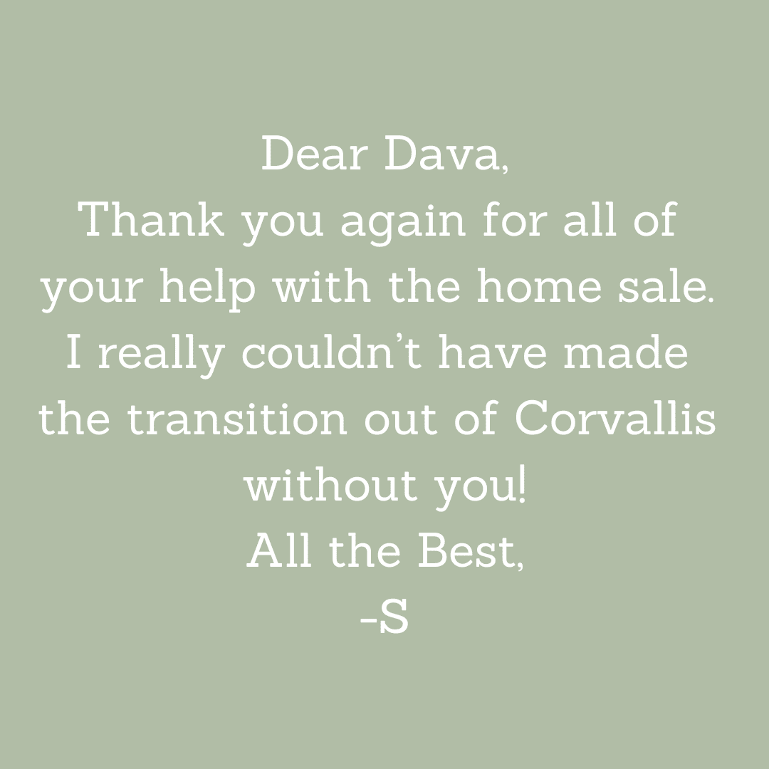 Thank you note for home sales assistance.