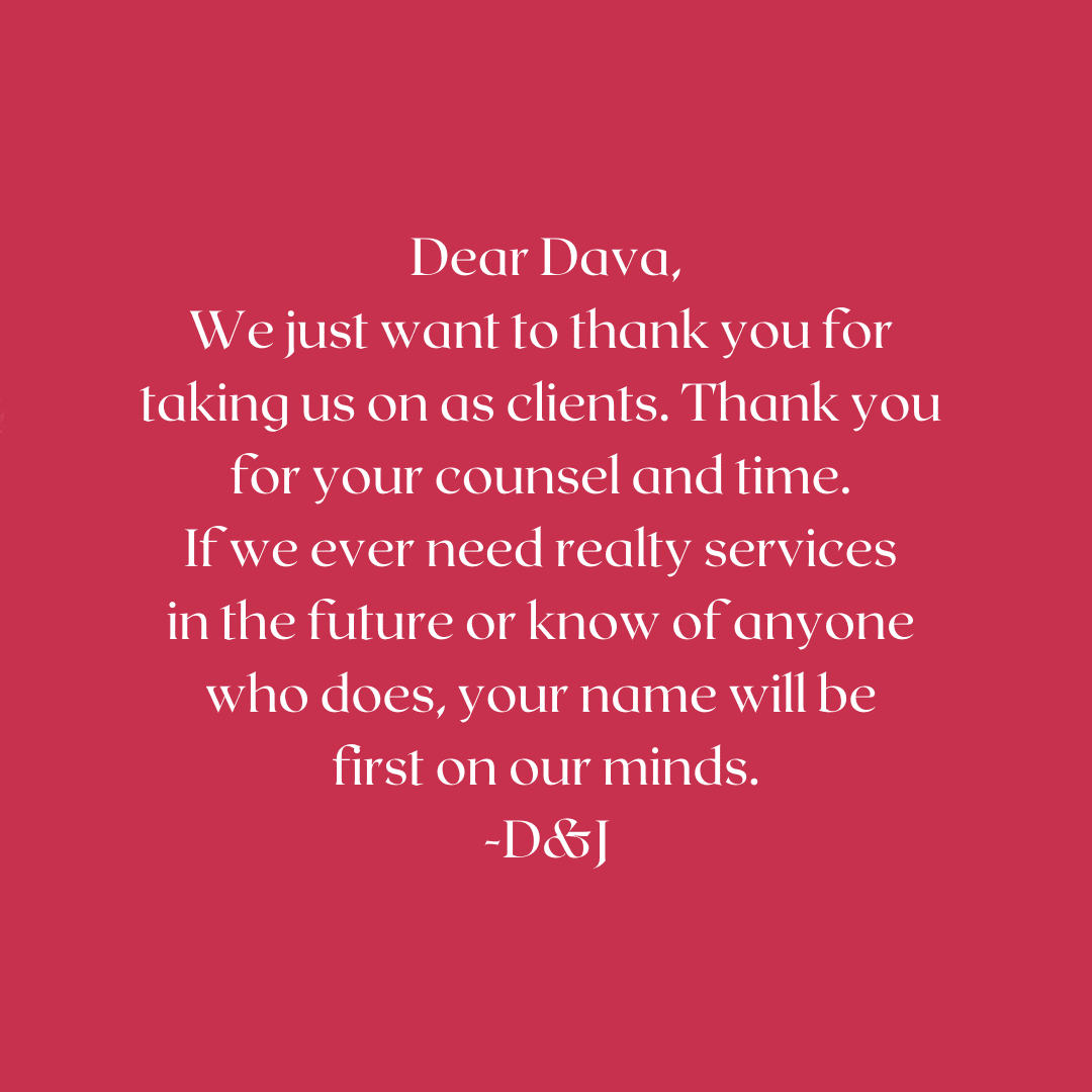 Thank you note to real estate agent.