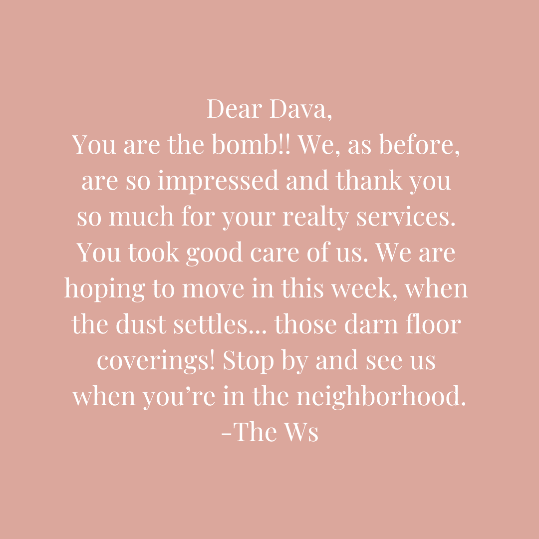 Customer thank-you note to a realtor.