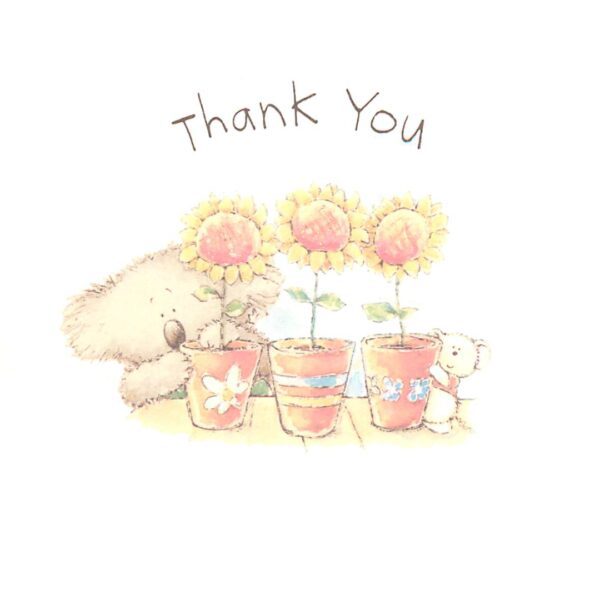 Koala and mouse with sunflowers, "Thank You."