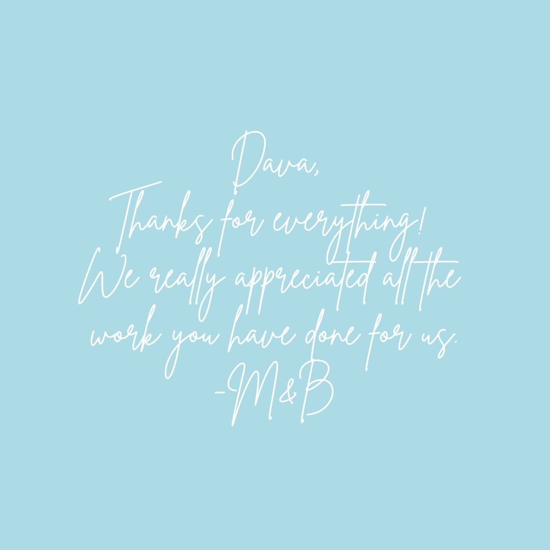 Thank you note on blue background.