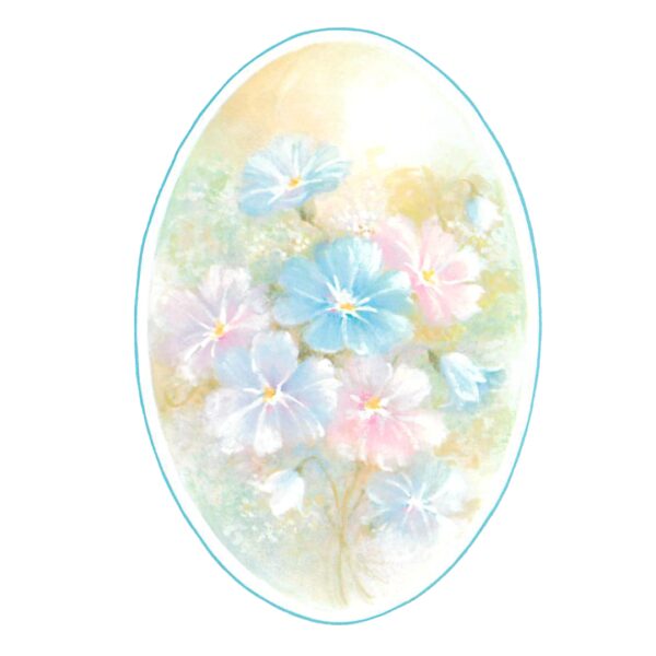 Pastel flowers on a decorative egg.