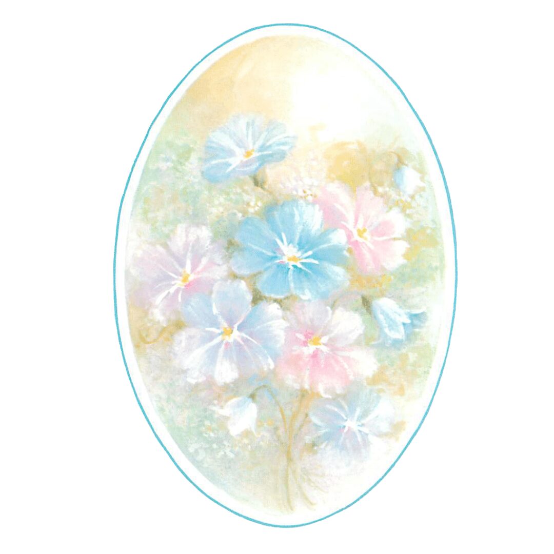 Pastel flowers on a decorative egg.