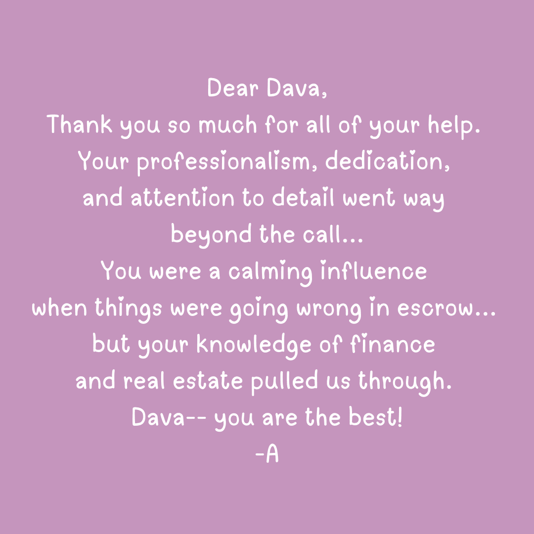 Thank you note for Davas support.