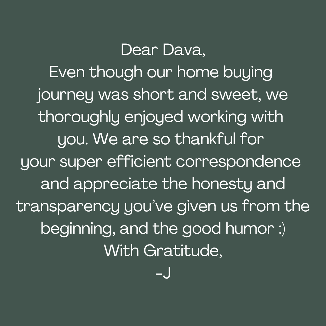 Thank you note for real estate agent.