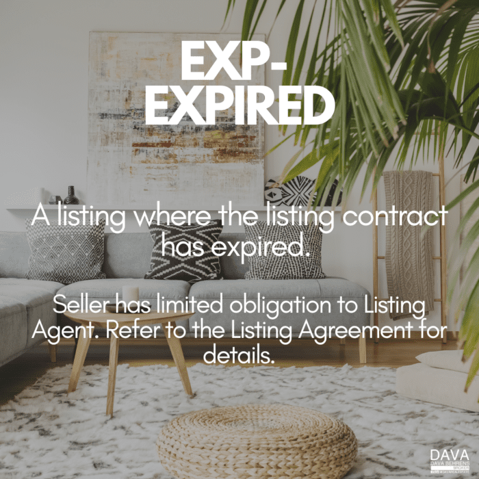 Expired listing: limited seller obligation.