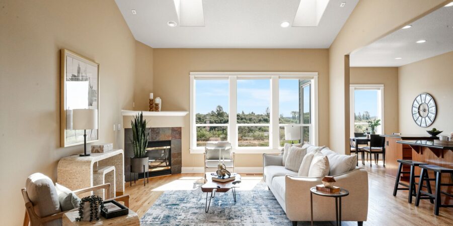 Bright living room with modern furniture.